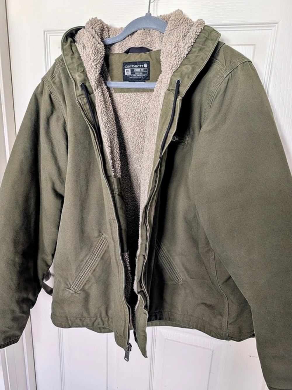 Carhartt Washed Duck Sherpa-Lined Jacket Loose fit Green 2XL